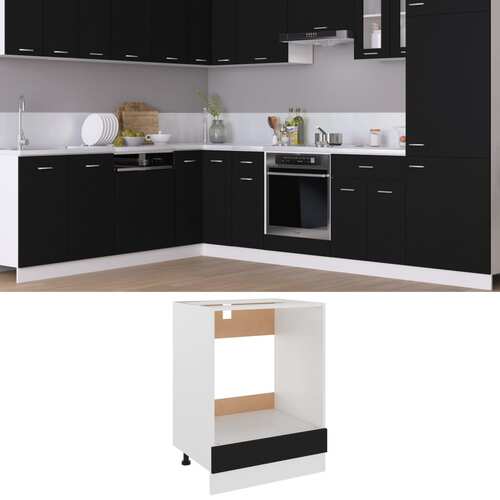 Oven Cabinet Black 60x46x81.5 cm Chipboard