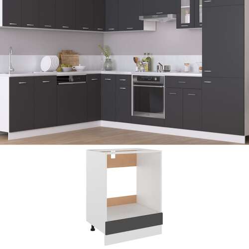 Oven Cabinet Grey 60x46x81.5 cm Chipboard