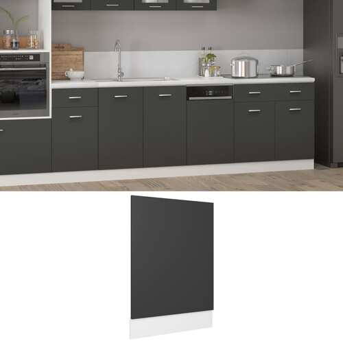 vidaXL Dishwasher Panel Grey 45x3x67 cm Chipboard