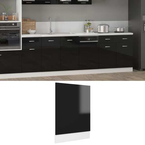 Dishwasher Panel High Gloss Black 45x3x67 cm Chipboard