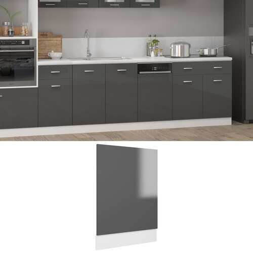 vidaXL Dishwasher Panel High Gloss Grey 45x3x67 cm Chipboard