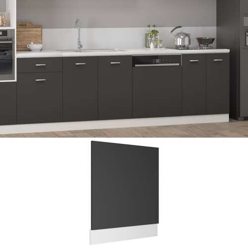 vidaXL Dishwasher Panel Grey 59.5x3x67 cm Chipboard