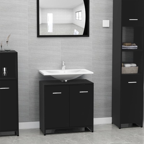 Bathroom Cabinet Black 60x33x61 cm Chipboard