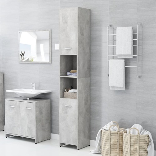 Bathroom Cabinet Concrete Grey 30x30x183.5 cm Chipboard
