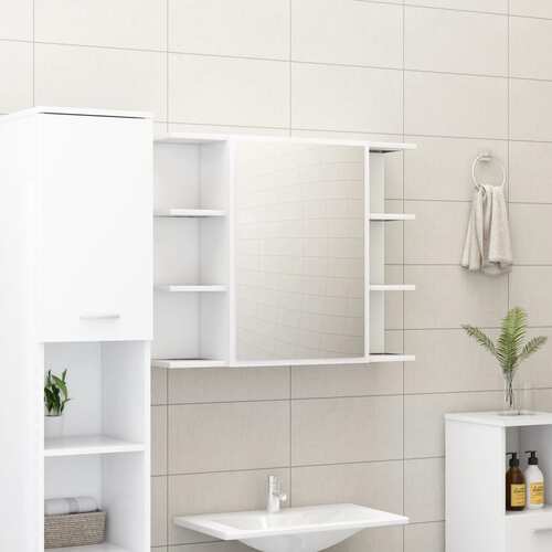 Bathroom Mirror Cabinet White 80x20.5x64 cm Chipboard