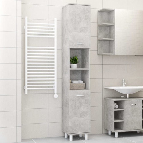 Bathroom Cabinet Concrete Grey 30x30x179 cm Chipboard