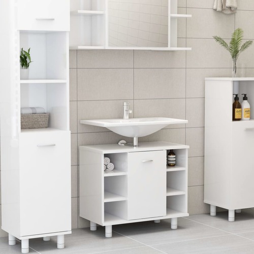 Bathroom Cabinet High Gloss White 60x32x53,5 cm Chipboard
