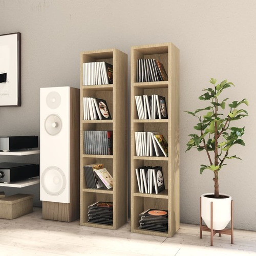 CD Cabinets 2 pcs Sonoma Oak 21x16x93.5 cm Chipboard