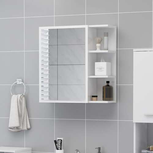 Bathroom Mirror Cabinet High Gloss White 62.5x20.5x64 cm Chipboard
