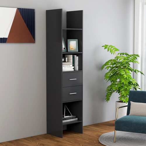 Book Cabinet Grey 40x35x180 cm Chipboard