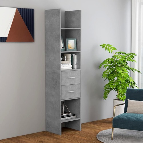 Book Cabinet Concrete Grey 40x35x180 cm Chipboard