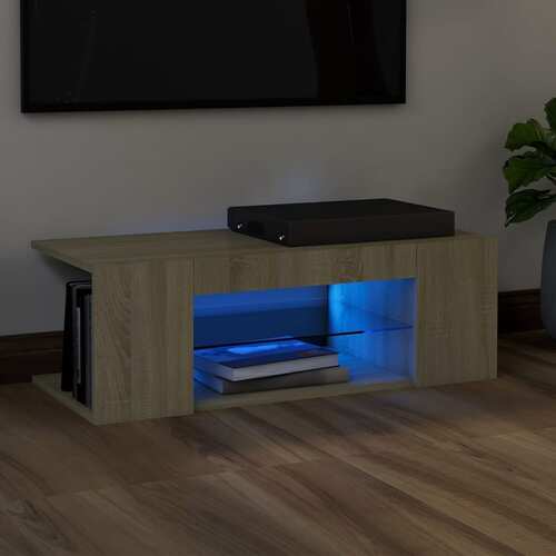 TV Cabinet with LED Lights Sonoma Oak 90x39x30 cm