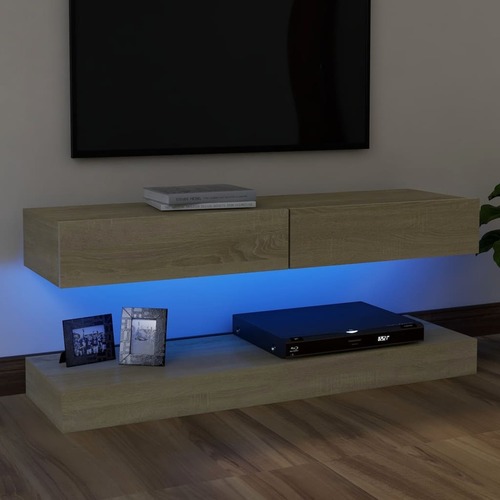TV Cabinet with LED Lights Sonoma Oak 120x35 cm