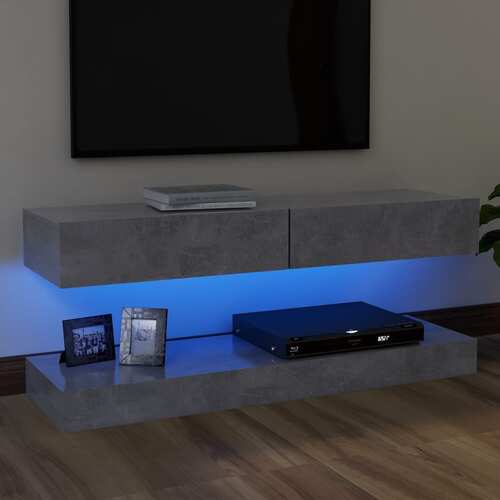 TV Cabinet with LED Lights Concrete Grey 120x35 cm