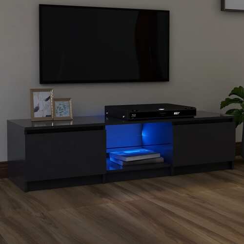 TV Cabinet with LED Lights Grey 140x40x35.5 cm