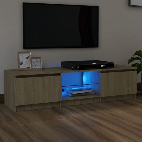 TV Cabinet with LED Lights Sonoma Oak 140x40x35.5 cm
