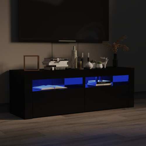 TV Cabinet with LED Lights High Gloss Black 120x35x40 cm