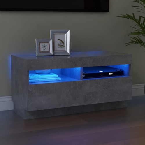 TV Cabinet with LED Lights Concrete Grey 80x35x40 cm