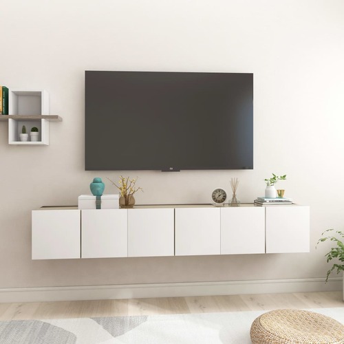 Hanging TV Cabinets 3 pcs White and Sonoma Oak 60x30x30 cm
