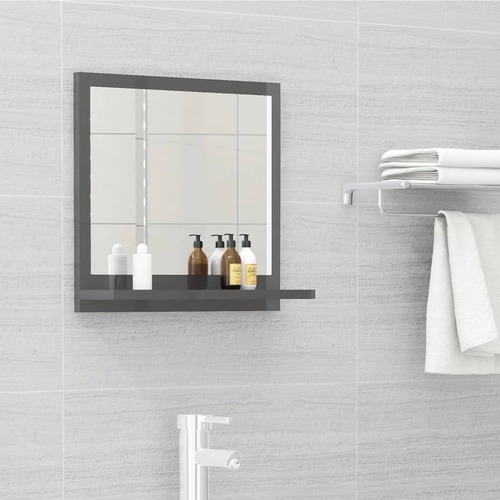 Bathroom Mirror High Gloss Grey 40x10.5x37 cm Chipboard