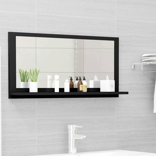 Bathroom Mirror Black 80x10.5x37cm Chipboard