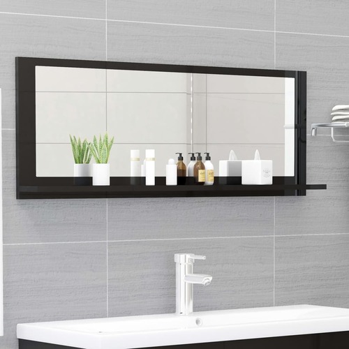 Bathroom Mirror High Gloss Black 100cm Chipboard