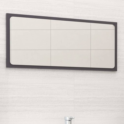 Bathroom Mirror High Gloss Grey 80x1.5x37 cm Chipboard