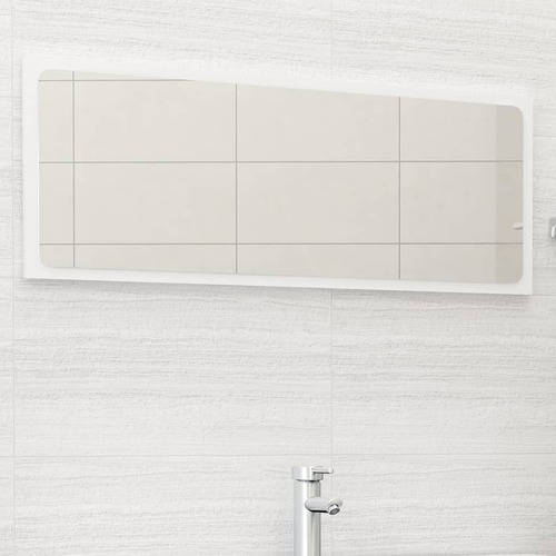Bathroom Mirror High Gloss White 100x1.5x37 cm Chipboard