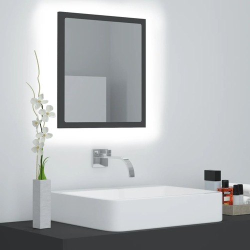LED Bathroom Mirror Grey 40x8.5x37 cm Chipboard