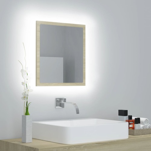 LED Bathroom Mirror Sonoma Oak 40x8.5x37 cm Chipboard