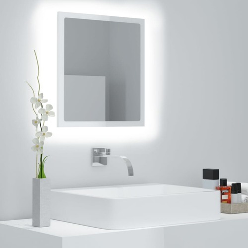 LED Bathroom Mirror High Gloss White 40x8.5x37 cm Chipboard