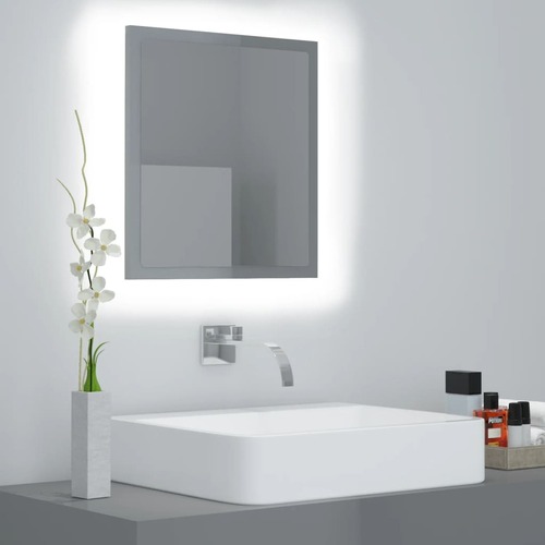 LED Bathroom Mirror High Gloss Grey 40x8.5x37 cm Chipboard