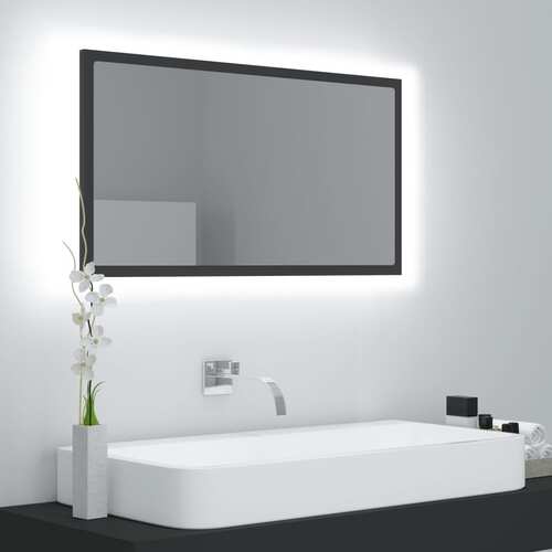 LED Bathroom Mirror Grey 80x8.5x37 cm Chipboard