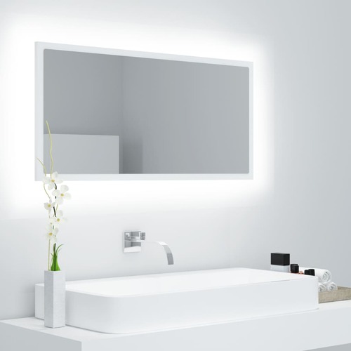 LED Bathroom Mirror White 90x8.5x37 cm Chipboard