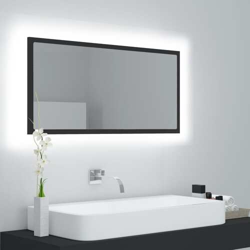 LED Bathroom Mirror Grey 90x8.5x37 cm Chipboard