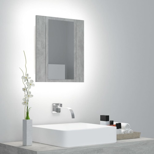 LED Bathroom Mirror Cabinet Concrete Grey 40x12x45 cm