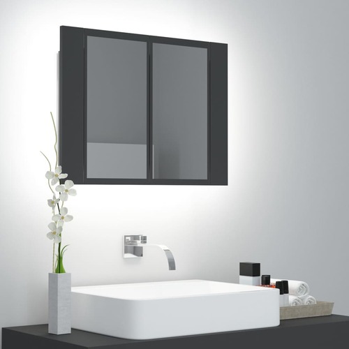 LED Bathroom Mirror Cabinet Grey 60x12x45 cm