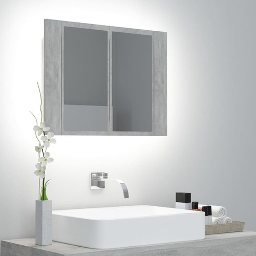 LED Bathroom Mirror Cabinet Concrete Grey 60x12x45 cm