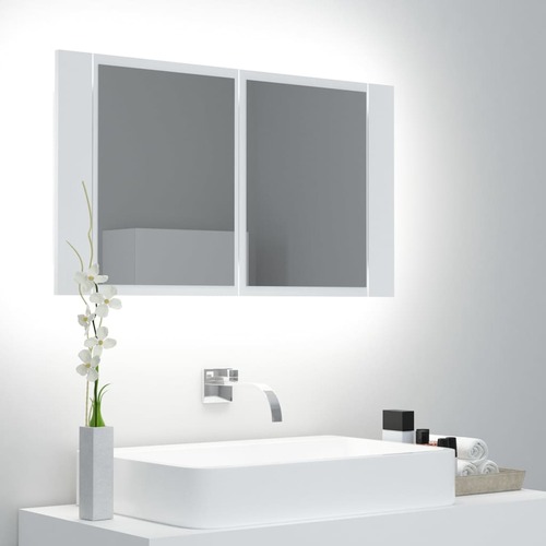 LED Bathroom Mirror Cabinet White 80x12x45 cm