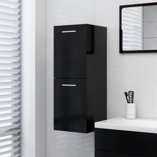 Bathroom Cabinet Black 30x30x80 cm Chipboard