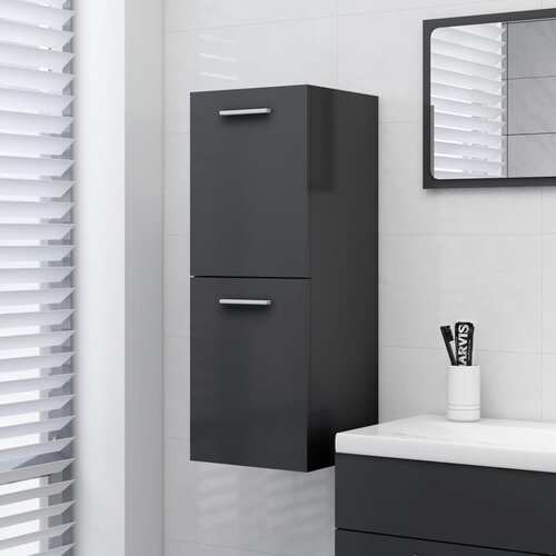 Bathroom Cabinet Grey 30x30x80 cm Chipboard