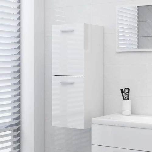 Bathroom Cabinet High Gloss White 30x30x80 cm Chipboard