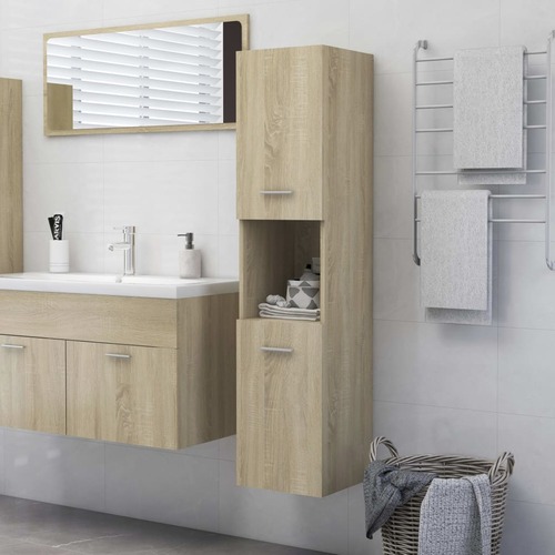 Bathroom Cabinet Sonoma Oak 30x30x130 cm Chipboard