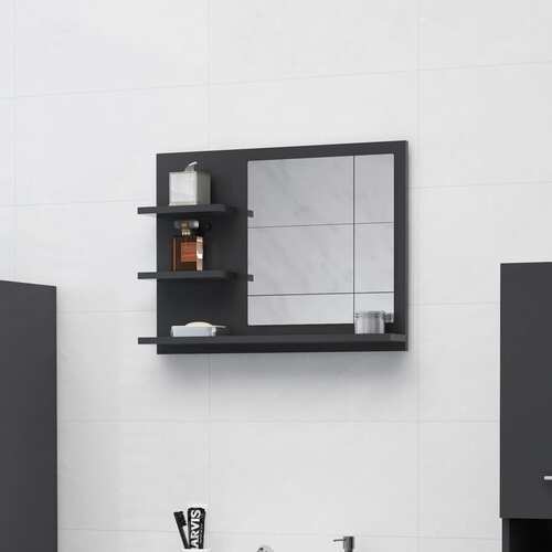 Bathroom Mirror Grey 60x10.5x45 cm Chipboard