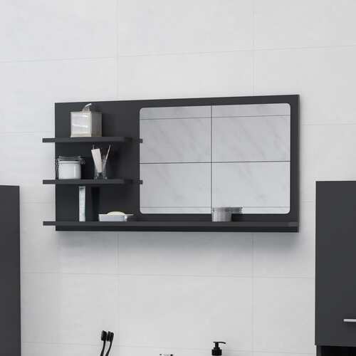 Bathroom Mirror Grey 90x10.5x45 cm Chipboard