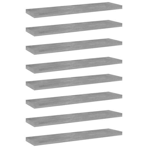 Bookshelf Boards 8 pcs Concrete Grey 40x10x1.5 cm Chipboard