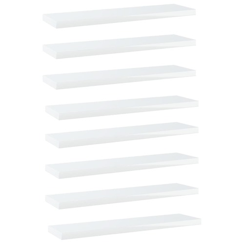 Bookshelf Boards 8 pcs High Gloss White 40x10x1.5 cm Chipboard