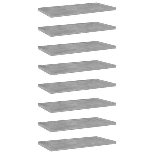 Bookshelf Boards 8 pcs Concrete Grey 40x20x1.5 cm Chipboard
