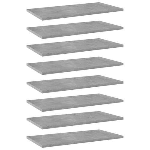 Bookshelf Boards 8 pcs Concrete Grey 60x30x1.5 cm Chipboard