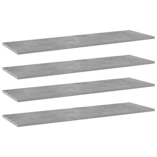Bookshelf Boards 4 pcs Concrete Grey 100x30x1.5 cm Chipboard